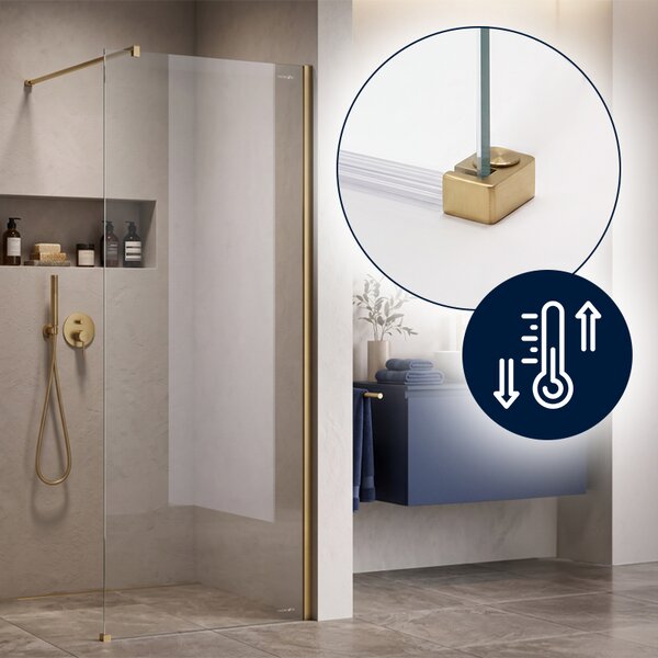 Hydrosan Sprchová zástěna Walk-in SH07A GL BR 70 zlatá kartáčovaná - bez vaničky