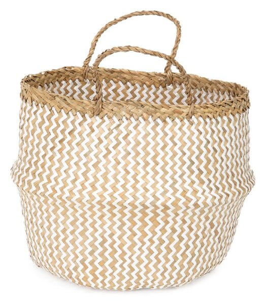 Světlý úložný košík z mořské trávy Compactor Zic Zac, ⌀ 35 cm