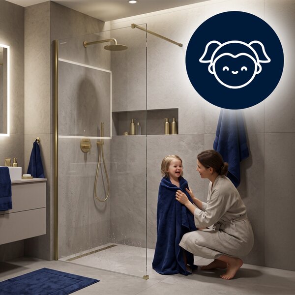 Hydrosan Sprchová zástěna Walk-in SH07A GL BR 70 zlatá kartáčovaná - bez vaničky
