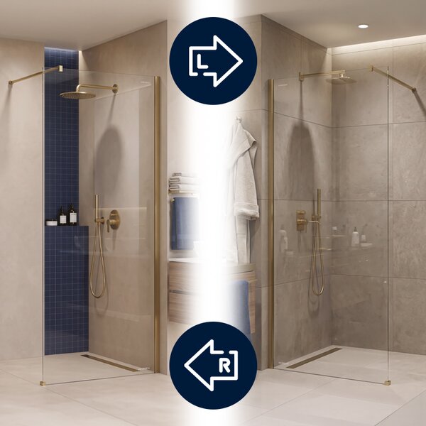 Hydrosan Sprchová zástěna Walk-in SH07A GL BR 70 zlatá kartáčovaná - bez vaničky