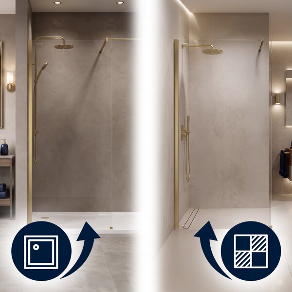 Hydrosan Sprchová zástěna Walk-in SH07A GL BR 70 zlatá kartáčovaná - bez vaničky