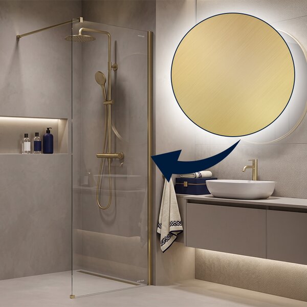 Hydrosan Sprchová zástěna Walk-in SH07A GL BR 70 zlatá kartáčovaná - bez vaničky