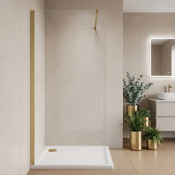 Hydrosan Sprchová zástěna Walk-in SH07A GL BR 70 zlatá kartáčovaná - bez vaničky