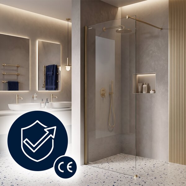 Hydrosan Sprchová zástěna Walk-in SH07A GL BR 70 zlatá kartáčovaná - bez vaničky