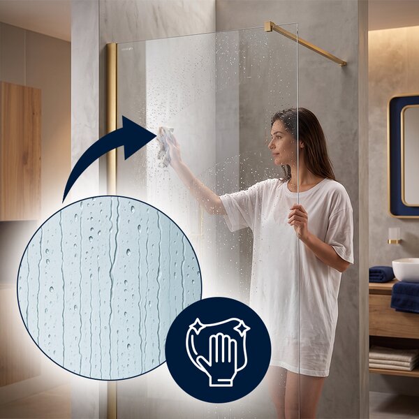 Hydrosan Sprchová zástěna Walk-in SH07A GL BR 70 zlatá kartáčovaná - bez vaničky