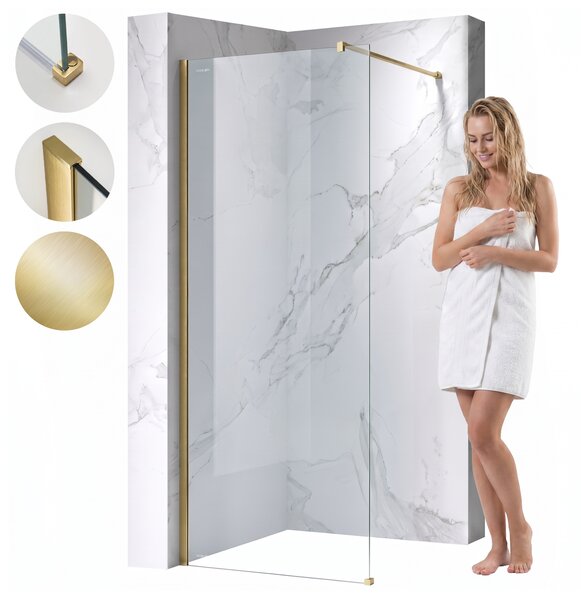 Hydrosan Sprchová zástěna Walk-in SH07A GL BR 70 zlatá kartáčovaná - bez vaničky
