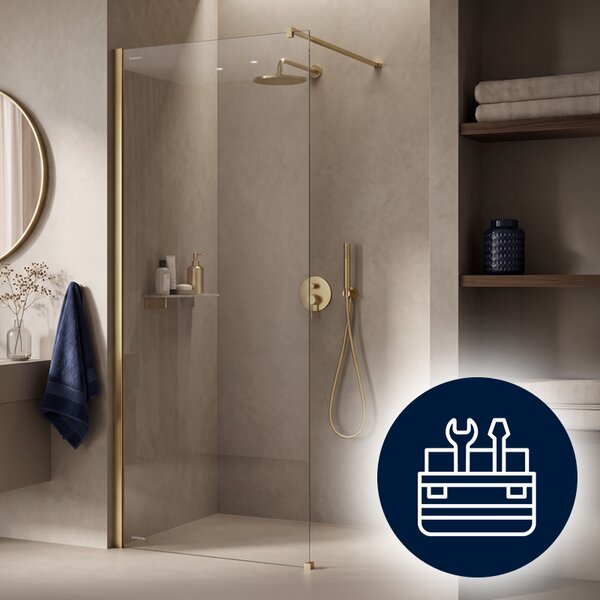 Hydrosan Sprchová zástěna Walk-in SH07A GL BR 70 zlatá kartáčovaná - bez vaničky