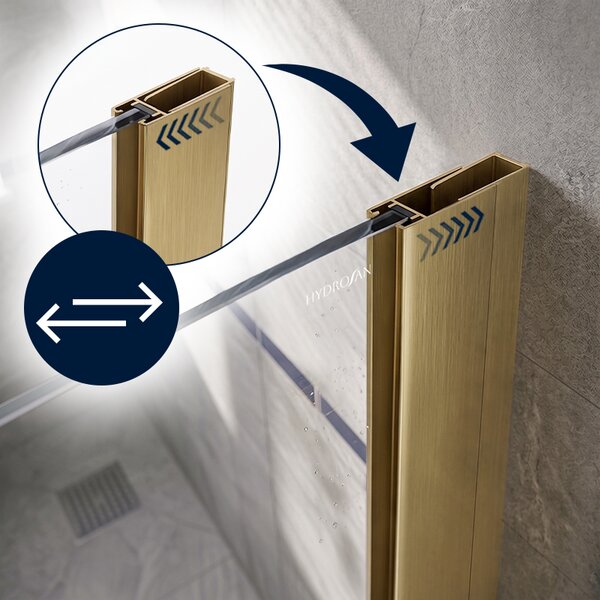 Hydrosan Sprchová zástěna Walk-in SH07A GL BR 70 zlatá kartáčovaná - bez vaničky