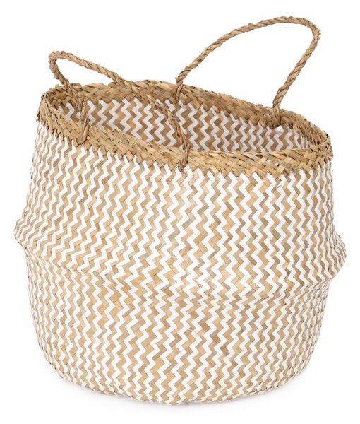Světlý úložný košík z mořské trávy Compactor Zic Zac, ⌀ 35 cm