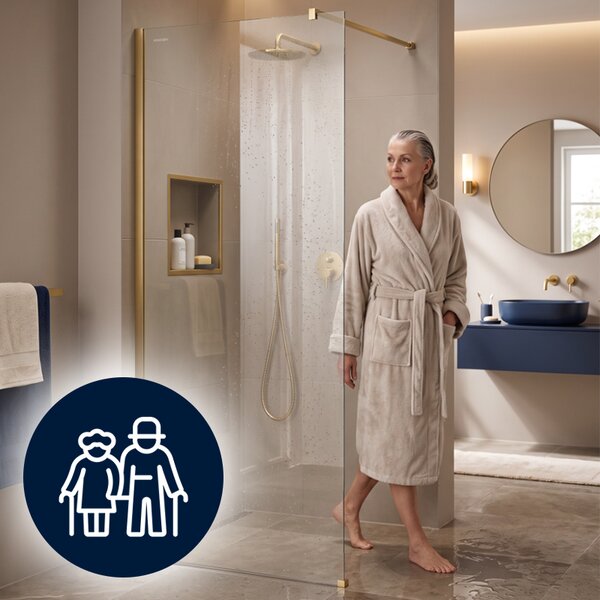 Hydrosan Sprchová zástěna Walk-in SH07A GL BR 70 zlatá kartáčovaná - bez vaničky
