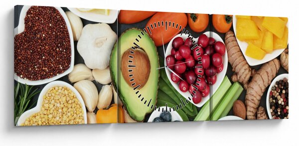 Obraz - Zdravé potraviny (s hodinami) (90x30 cm)