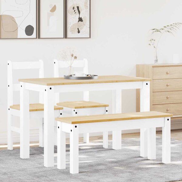 Jídelní set ze 4 kusů PANAMA Bílé masivní dřevo borovice 3345169