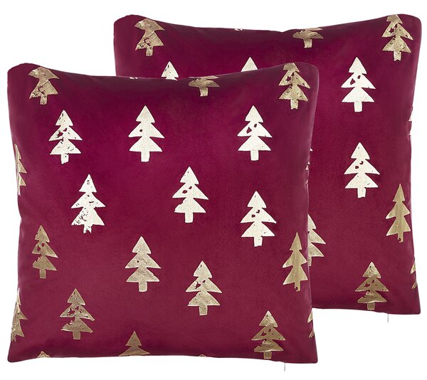 Sada 2 dekorativních polštářů s vánočním motivem 45 x 45 cm červená CUPID