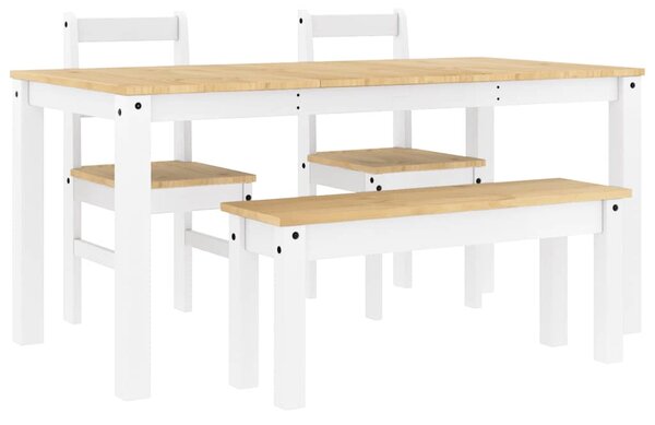 Jídelní set ze 4 kusů PANAMA Bílé masivní dřevo borovice 3345178