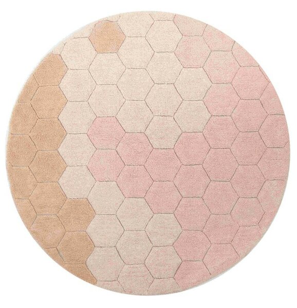 Lorena Canals, Dětský kusový koberec Honeycomb Rose kruh, 140x140, růžová, dětský pokoj