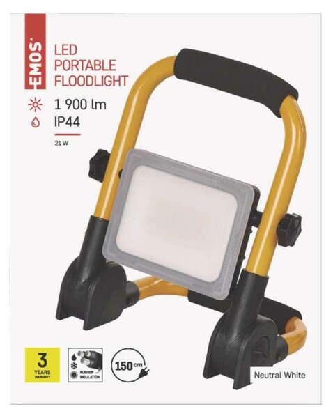 EMOS LED reflektor ILIO přenosný, 21 W, černý/žlutý, neutrální bílá ZS3322