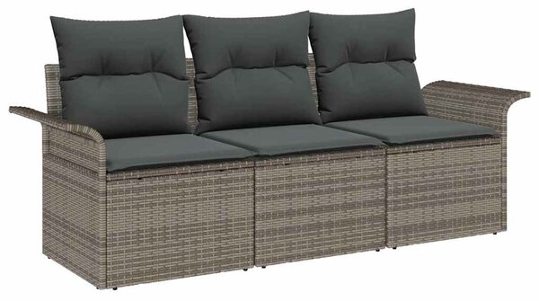 Set pohovek 3 ks 3-Počet míst Šedá polyratan 3345219