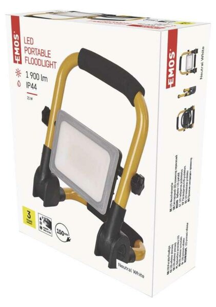 EMOS LED reflektor ILIO přenosný, 21 W, černý/žlutý, neutrální bílá ZS3322