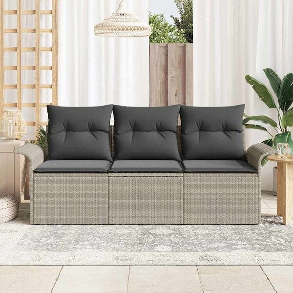 Set pohovek 3 ks 3-Počet míst Šedá polyratan 3345222