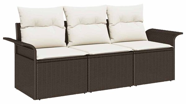 Set pohovek 3 ks 3-Počet míst Hnědá a krémová polyratan 3345218
