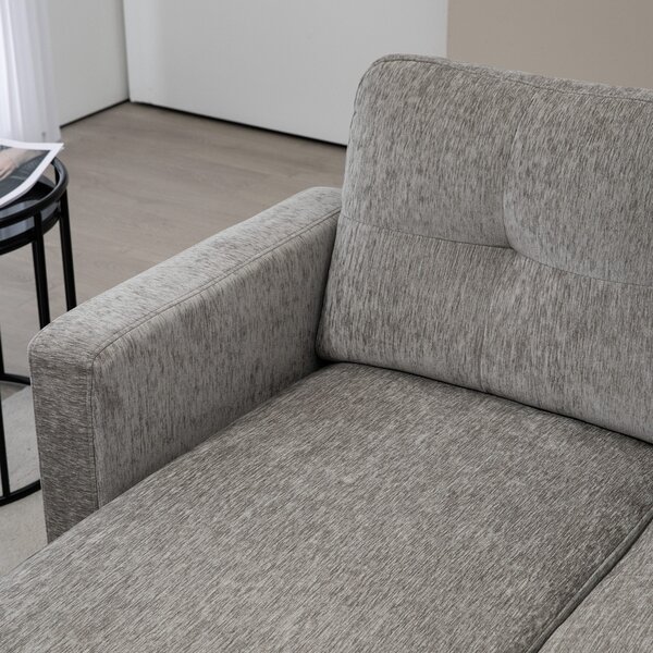 HOMCOM Rohová pohovka ve tvaru L, čalouněná polyestrem, s reversibilním lenoškou a 3 polštáři pro obývací pokoj, nosnost 180 kg, 186x130x84 cm, hnědá