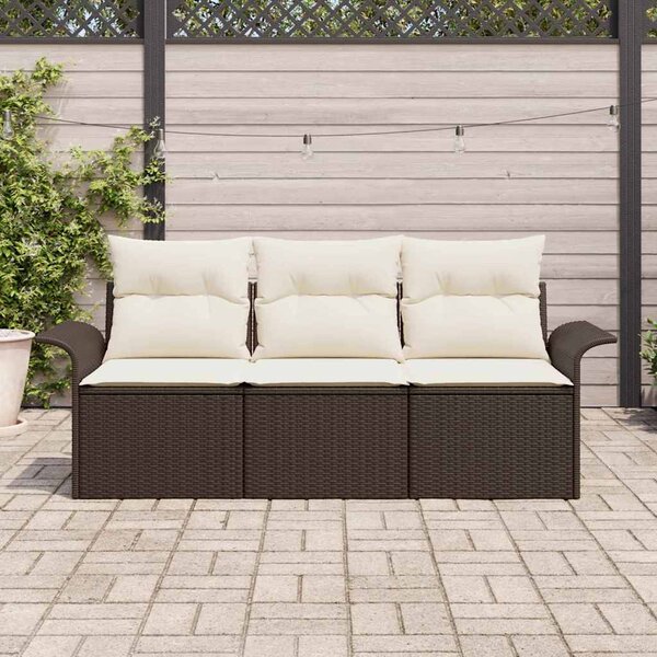Set pohovek 3 ks 3-Počet míst Hnědá a krémová polyratan 3345218