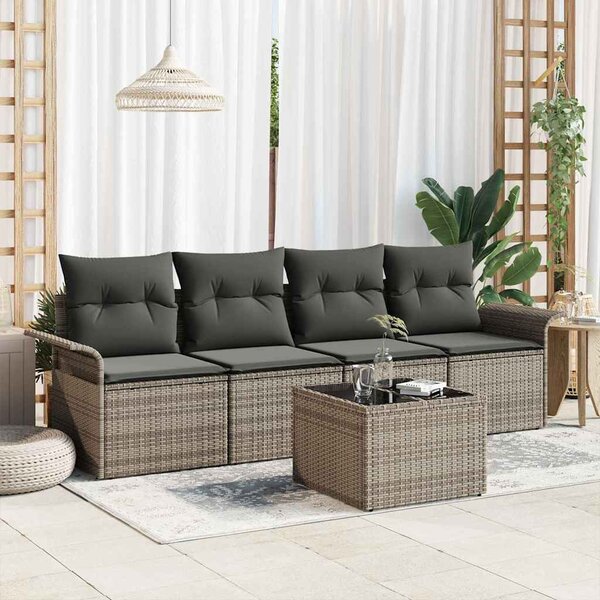 Set pohovek 5 ks Šedá polyratan 3345229