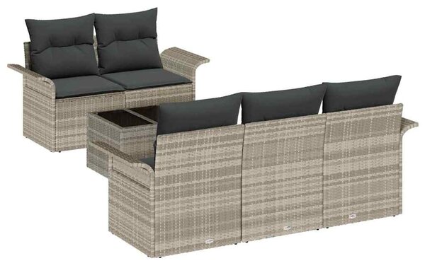 Set pohovek 6 ks Světle šedá polyratan 3345242