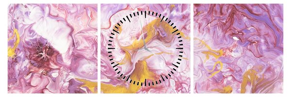 Obraz - Růžová abstrakce (s hodinami) (90x30 cm)