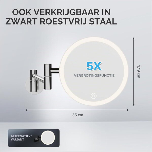 Zrcadlo do koupelny Ovimar - Sada 5 kusů - Osvětlené - Nabíjecí - Montáž na zeď (vyžaduje vrtání) - Vhodné do koupelny