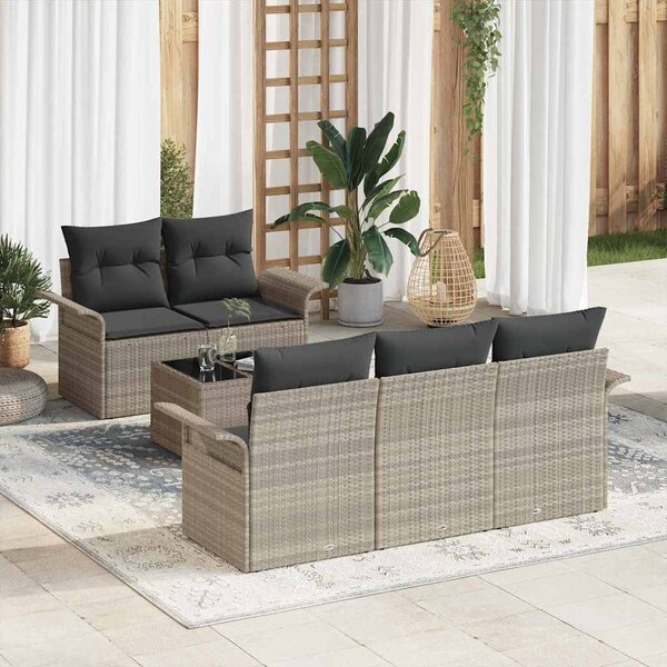 Set pohovek 6 ks Světle šedá polyratan 3345242