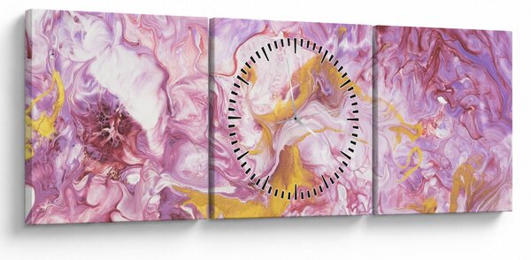 Obraz - Růžová abstrakce (s hodinami) (90x30 cm)