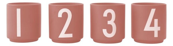 Sada 4 tmavě růžových hrnků z imitace porcelánu Design Letters, 0,5 l