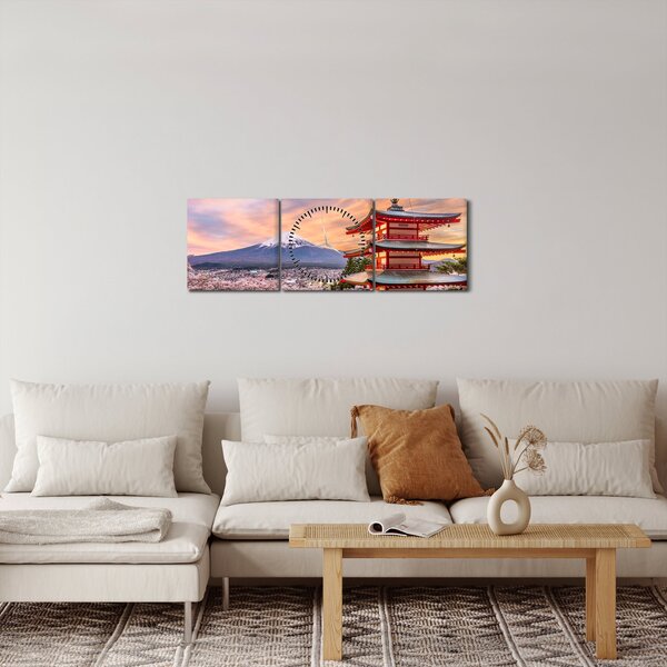 Obraz - Fudži, Japonsko (s hodinami) (90x30 cm)
