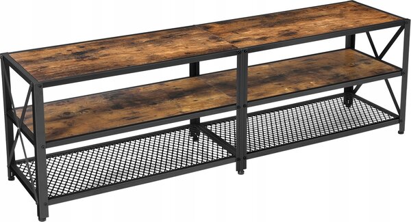 BEGRYF TV skříňka 140x40x50 cm tmavě hnědá TV skříňka Lowboard kov dřevěný vzhled Vintage Industrial obývací pokoj