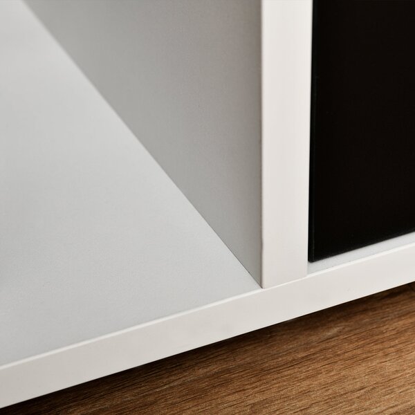 HOMCOM Stojan na TV pro TV až 60" Moderní obývákový televizní stolek se 2 zásuvkami a otevřeným prostorem 140x30x32 cm Bílá a černá | Aosom