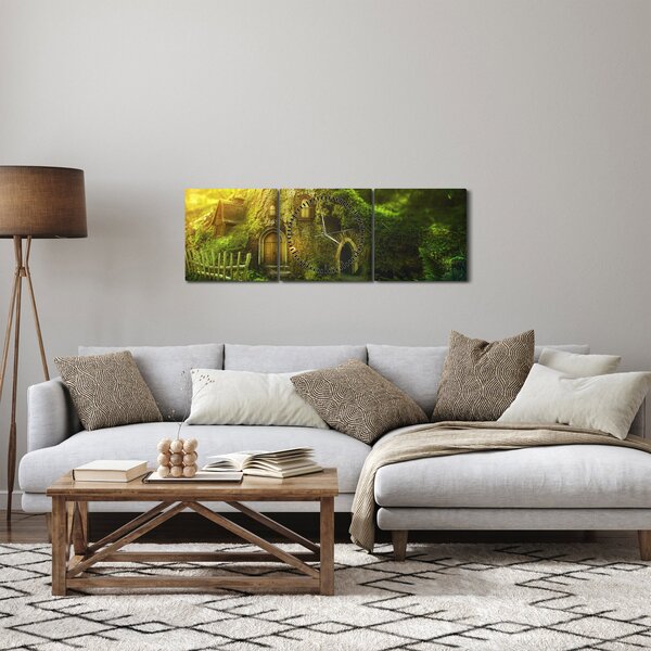 Obraz - Pohádkový les (s hodinami) (90x30 cm)