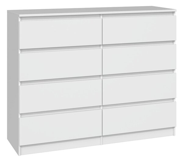 Topeshop M8 120 BIEL, Bílá, 8 zásuvka/zásuvek, Dřevotřískové desky, Jednobarevný, Moderní, Dřevotřískové desky