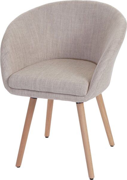 Jídelní židle Malmö T633, Židle Kuchyňská židle, Retro design 50. let Textil, krémová/šedá