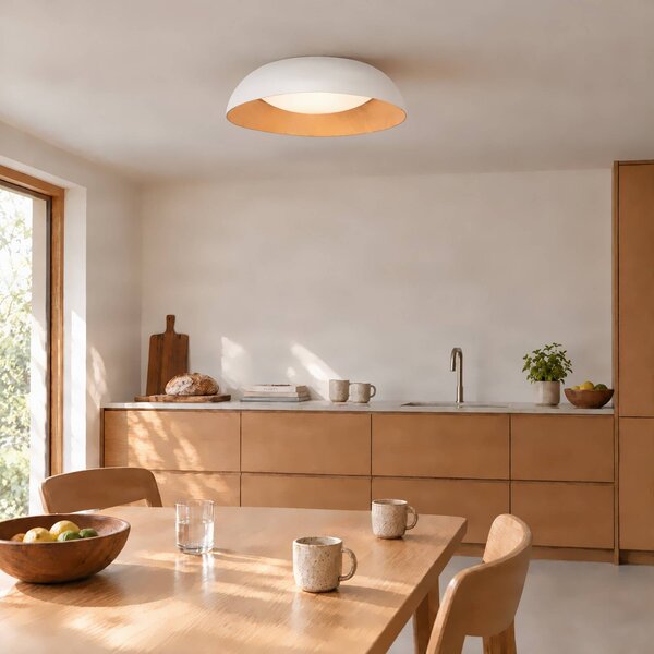 Lindby LED stropní svítidlo Gracyn, bílé, Ø 50 cm, stmívatelné, stmívatelný, Bílá / opál, Obývací pokoj / jídelna, Plast, Moderní