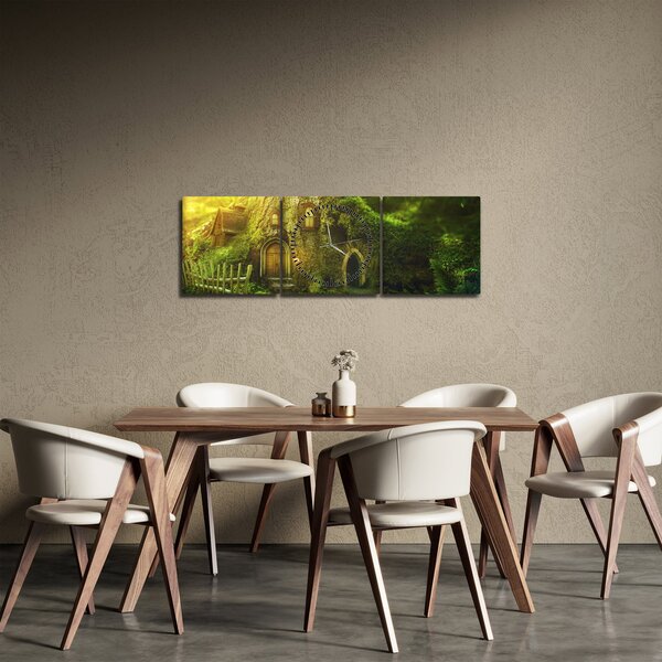 Obraz - Pohádkový les (s hodinami) (90x30 cm)
