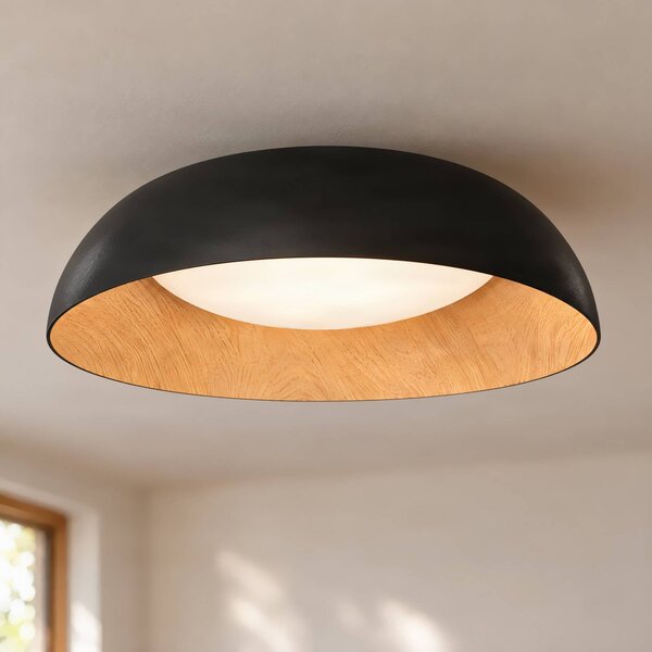 Lindby LED stropní svítidlo Gracyn, černé, Ø 50 cm, stmívatelné, stmívatelný, Černá, Obývací pokoj / jídelna, Plast, Moderní