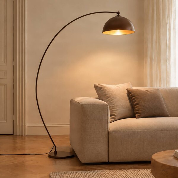 Lindby stojací lampa Jonera, hnědá, 185 cm, kov, E27, Hnědá / rez, Obývací pokoj / jídelna, kov, Young lifestyle