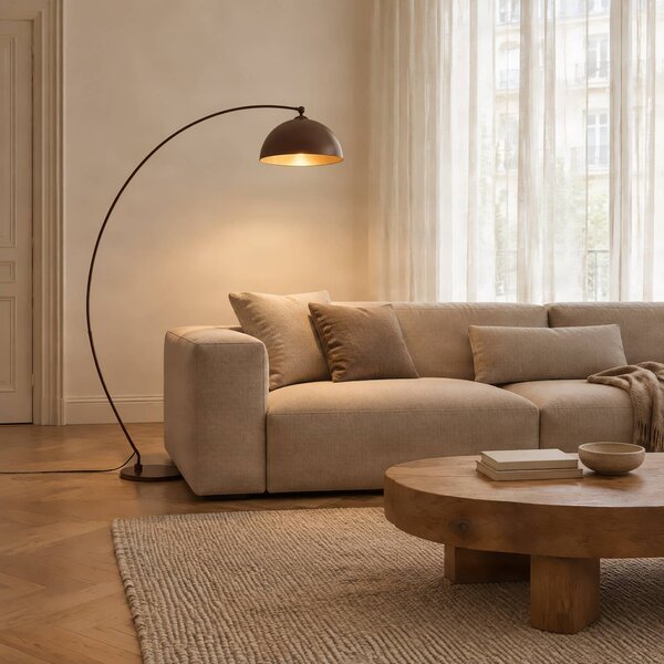Lindby stojací lampa Jonera, hnědá, 185 cm, kov, E27, Hnědá / rez, Obývací pokoj / jídelna, kov, Young lifestyle
