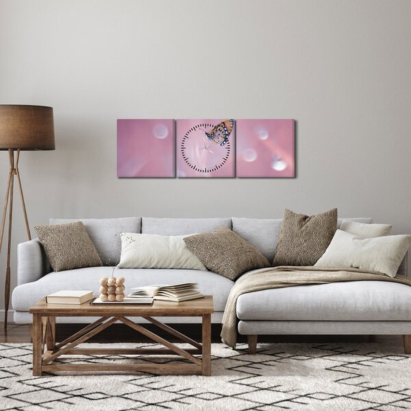 Obraz - Motýlek (s hodinami) (90x30 cm)