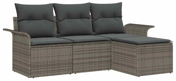 Set pohovek 4 ks 4-Počet míst Šedá polyratan 3345309