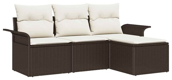 Set pohovek 4 ks 4-Počet míst Hnědá a krémová polyratan 3345308