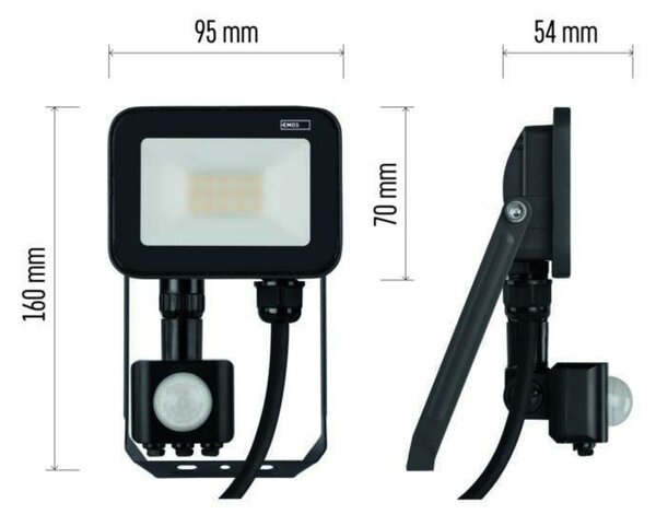 EMOS LED reflektor INOVO s pohybovým čidlem, 10 W, šedý, neutrální bílá ZS2712