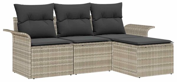 Set pohovek 4 ks 4-Počet míst Šedá polyratan 3345312
