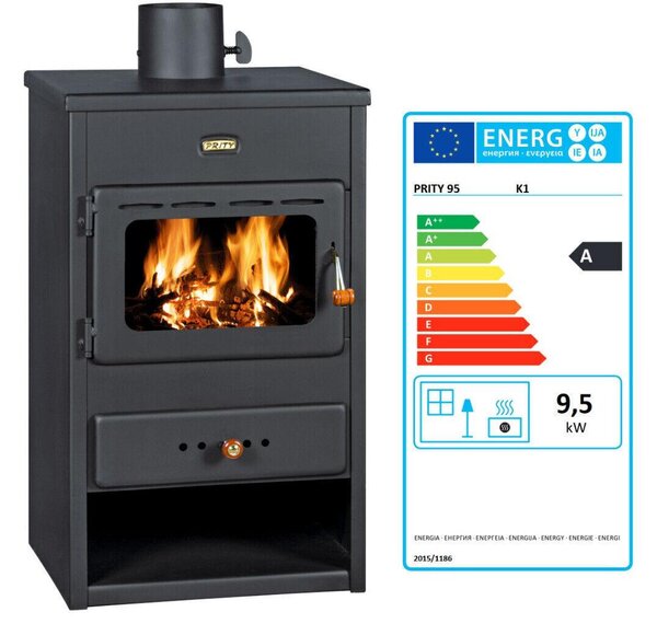 Krbová kamna Prity K1 9,5 kW A | Kompaktní krbová kamna grafitově černá